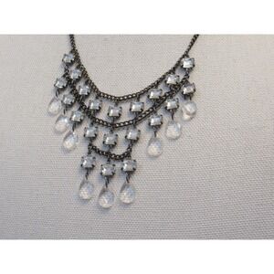 Clear Beaded Collar Bib Necklace Retro Victorian Witchy Grunge Whimsygoth HOCO